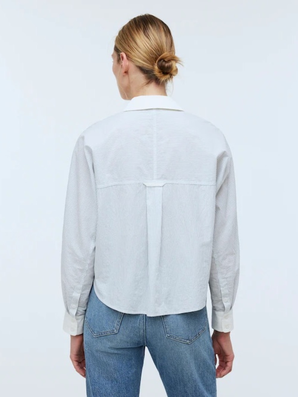 Madewell Flap-Pocket Crop Button-Up Shirt in Poplin - Picture 3 of 6